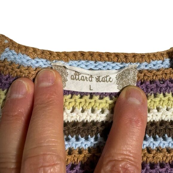 Altar'd State Women's Layla Crochet Striped Cropped Top Size Large - Picture 5 of 9